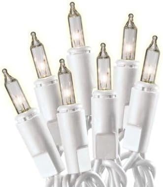 Holiday Pride White Christmas Tree Lights - 100 Count Clear White Lights String on White Wire - 24 Ft - Indoor/Outdoor Use - UL Listed - Static & Flashing Modes - Connectable (Pack of 2)