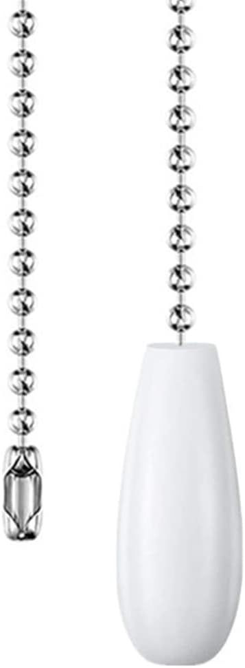 Ceiling Fan Pull Chain 12 inch Wooden Pull Chain Extension Fan Chain Extender Ceiling Fan Pulls Ornament with Ball Fan Chain Connector for Ceiling Fan Light, 1PCS (White Wood)