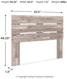 Signature Design by Ashley Neilsville Butcher Block Panel Headboard, Queen, Beige
