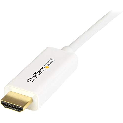 StarTech.com Mini DisplayPort to HDMI Converter Cable - 3 ft (1m) - mDP to HDMI Adapter with Built-in Cable - (M / M) Ultra HD 4K - White (MDP2HDMM1MW)