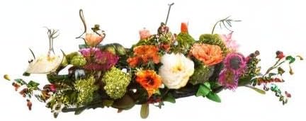 Nearly Natural 4665 Mixed Mini Peony Centerpiece Silk Flower Arrangement,10"D x 34"W x 6.5"H