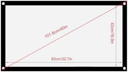 16:9 Projection Screen, Non Crease White Projector Screen, 16:9 Thicken Portable Non Crease Soft White Polyester Projector Curtain Projection Screen (40 inches)