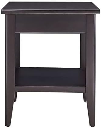 Laurent Narrow Solid Wood Side End Table with Shelf and Drawer, Smoke Gray Wash – Leick Home, 10506-GR