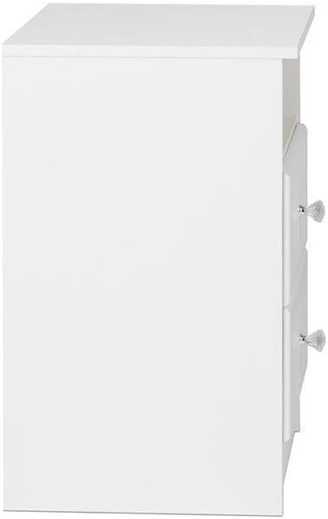 Prepac Astrid Simplistic Nightstand with 2 Drawers and Open Shelf, Functional Bedside Table with Acrylic Knobs 15.5" D x 16" W x 24.5" H, White, WDNH-0402-1-V