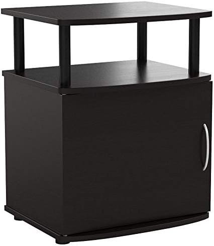 Furinno JAYA End Side Sofa Table/Nightstand with Door, 2-Pack, PVC Tubes, Black Wood