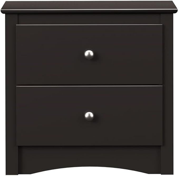 Prepac Sonoma Traditional Nightstand Side Table with 2 Drawers, Functional 2-Drawer Bedside Table 16" D x 23.25" W x 21.75" H, Black, BDC-2422