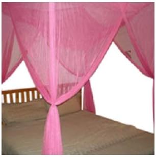 OctoRose Four Post Mosquito Net for Bed Canopy -Fits Queen, King, California King Beds-Indoor & Outdoor Use- HotPink