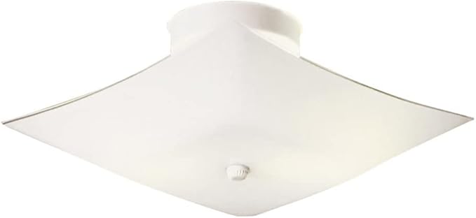 Design House 501338 Two-Light Square Frosted White Glass Semi-Flush Ceiling Mounted Light 11-inch, White