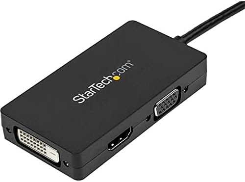 StarTech.com 3 in 1 DisplayPort Multi Video Adapter Converter - 1080p DP Laptop to HDMI VGA or DVI Monitor or Projector Display (DP2VGDVHD),VGA / DVI / HDMI (Black)