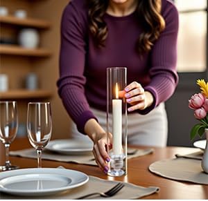 12 Pcs 2.5"W x 14"H Hurricane Glass Candle Holders - Bottomless Glass Hurricane Pillar Candle Holder Open Ended Sleeve Tube Cover for Pillar Candleholders （Metal Candlestick not Included）