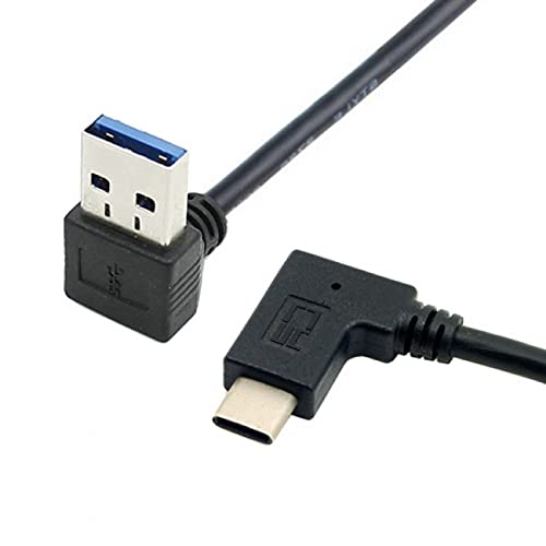 NFHK Reversible USB 3.1 USB-C Angled to 90 Degree Down Angled A Male Data Cable for MacBook & Tablet & Mobile Phone