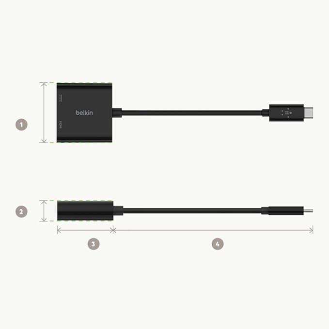 Belkin USB C to HDMI Adapter + USBC Charging Port to Charge While You Display, Supports 4K UHD Video, Passthrough Power up to 60W for Connected Devices, Compatible with MacBook, iPad, Windows