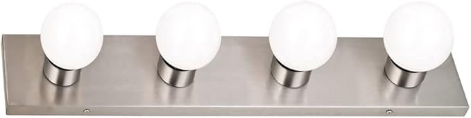 Design House 519298 Contemporary 4-Light Indoor Vanity Light Dimmable for Bathroom Bedroom Vanity Makeup, Satin Nickel