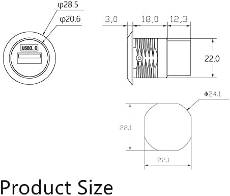 PENGLIN 5PCS USB 3.0 Panel Mount Coupler, USB 3.0 Panel Mount Connector Female to Female Bulkhead Extension Adapter with Water/Dustproof Cap