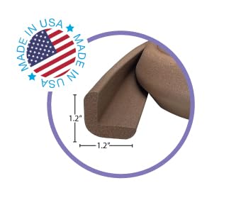 Kidkusion Baby Proof Edge Guards for Safety | Made in The USA | 24 Feet | Brown | Edge Protectors for Furniture, Tables, Fireplaces | Heavy Duty Tape Included