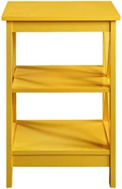 Convenience Concepts Oxford End Table 15.75" - Modern Living Room Table with Storage Shelves, Transitional Nightstand Side Table for Home Decor and Display, Yellow