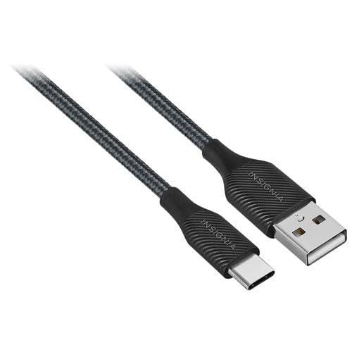 INSIGNIA USB Cables, 20Gbps High-Speed Charging & Data Sync, Braided Nylon, Compatible with MacBook, Laptop, iPhone, iPad, Android (4/6/10 ft (3 Pack Bundle, Black), USB to USB-C Cable)