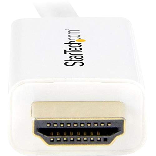 StarTech.com Mini DisplayPort to HDMI Converter Cable - 3 ft (1m) - mDP to HDMI Adapter with Built-in Cable - (M / M) Ultra HD 4K - White (MDP2HDMM1MW)