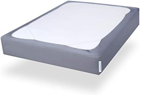 Box Spring Cover Full Size, Alternates for Bed Skirt, Smooth and Elastic Woven Material Wrap Around 4 Sides of The Box Spring, Wrinkle & Fading Resistant, Washable, Dustproof, Grey