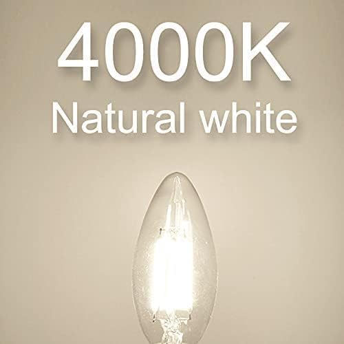 Cotanic Dimmable E12 LED Candelabra Bulb 4000K Daylight, Ceiling Fan Light Bulbs Small Base,60W Equivalent,Type B Bulb for Chandelier,Vintage B11 LED Candle Shape with Clear Glass,600LM,12 Pack