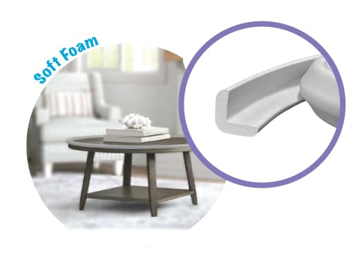 Kidkusion Baby Proof Edge Guards for Safety | Made in The USA | 32 Feet | Soft Gray | Edge Protectors for Furniture, Tables, Fireplaces | Heavy Duty Tape Included