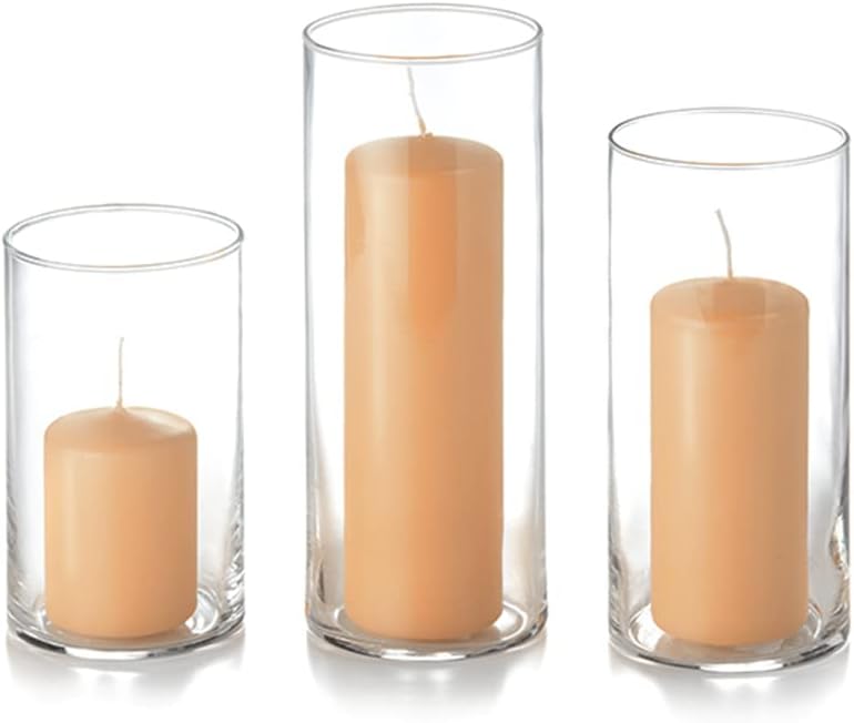 yummi Set of 12 Slim Pillars and Cylinder Vases - Caramel