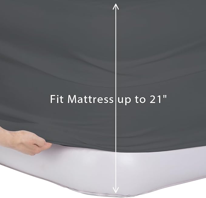 Bedecor Air Bed Sheets for Mattress Cover Removable Bed and Elastic Band Super Soft and Breathable & Deep up to 21" Dark Gray Queen