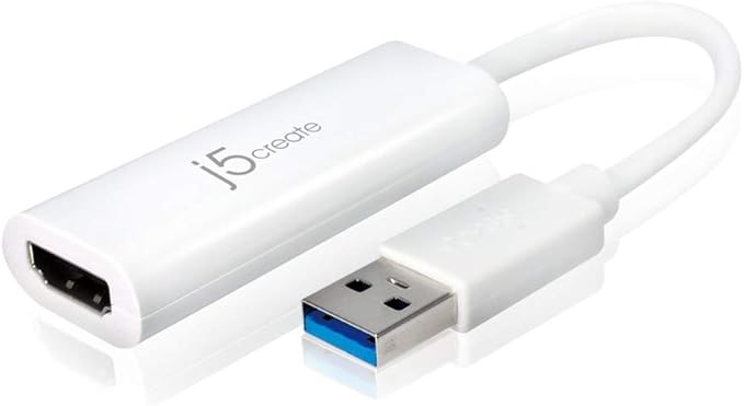 j5create USB to HDMI Multi-Monitor Adapter Supports 1080p 2048 x 1152 @ 32 bits | USB 3.0 with 2.0 Support | Adapter is Compatible with Both Mac & Windows (JUA254)