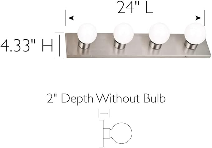 Design House 519298 Contemporary 4-Light Indoor Vanity Light Dimmable for Bathroom Bedroom Vanity Makeup, Satin Nickel