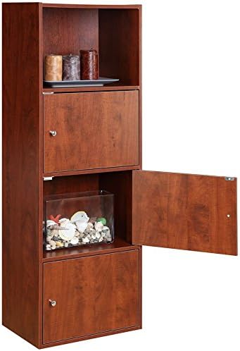 Convenience Concepts Xtra Storage Three-Door Bookcase in Cherry Wood Finish
