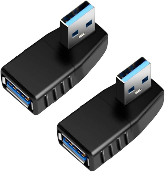 USB 3.0 Adapter 90 Degree Male to Female Coupler Connector Plug Left Right Up Down Angle (USB 3.0 Adapter Left 2PCS)