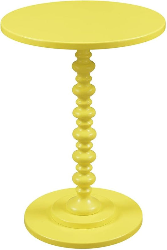 Convenience Concepts Palm Beach Spindle 17.75" Traditional Round End Living Room, Turned Solid Wood Side, Classic Display Pedestal Table, Yellow