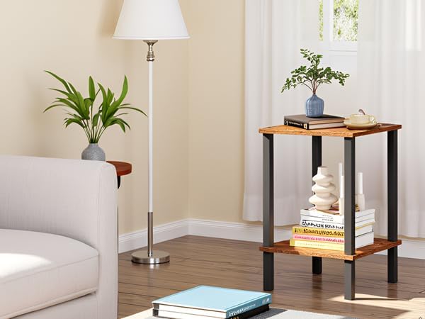 TUTOTAK End Table, Set of 2, Side Table, Nightstand, 2-Tier Storage Shelf, Sofa Table for Small Space, Living Room, Bed Room TB01BB035