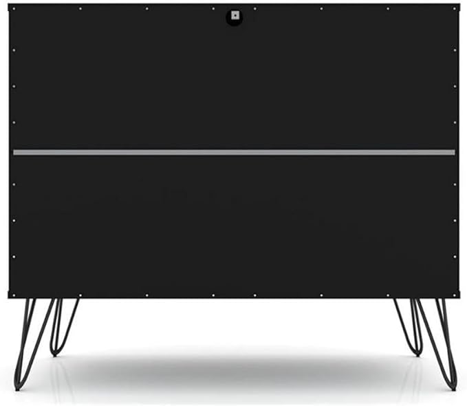 Manhattan Comfort Rockefeller 3 Drawer Dresser for Bedroom Storage, Nursery, Closet, Living Room, Entryway, TV Stand for Screens up to 32 Inches, Anti-Tip Kit Included, Set of 1, Black