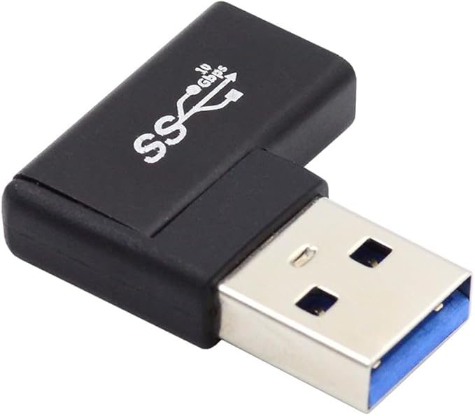NFHK USB-C Type C Female to USB 3.0 A Male Data Adapter Flat Horizontal 90 Degree Left Angled for Laptop Desktop