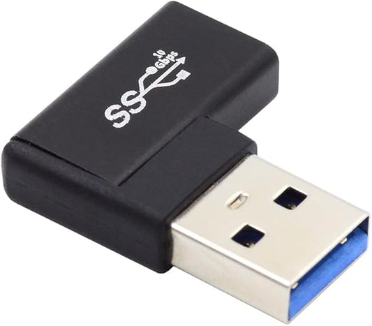 NFHK USB-C Type C Female to USB 3.0 A Male Data Adapter Flat Horizontal 90 Degree Left Angled for Laptop Desktop