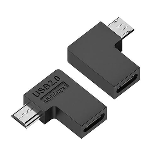2 PCS USB C to Micro USB Adapter.Type C Female to Micro USB Male Convert Connector.L Shape Left Bend(5V2A) 10W 480Mbps, for Phone MP3 MP4 Digital Camera