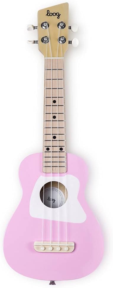 Loog Wood Soprano Ukulele for Kids & Beginners, App & Lessons, All Ages (Pink)