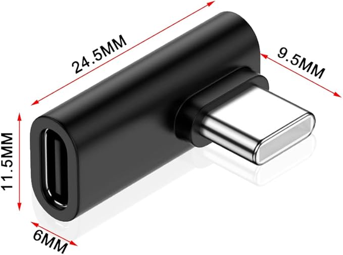 USB C Right Angle Adapter (4 Pack), Type C Male to Female 90 Degree Connector, 10 Gbps Data Transfer, Thunderbolt 4/3 Extender for Laptop, Tablet, Phone and More Type C Devices