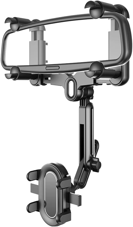 Rearview Mirror Phone Holder for Car, 360° Rotatable Anti-Shake Design for All Phones and Cars
