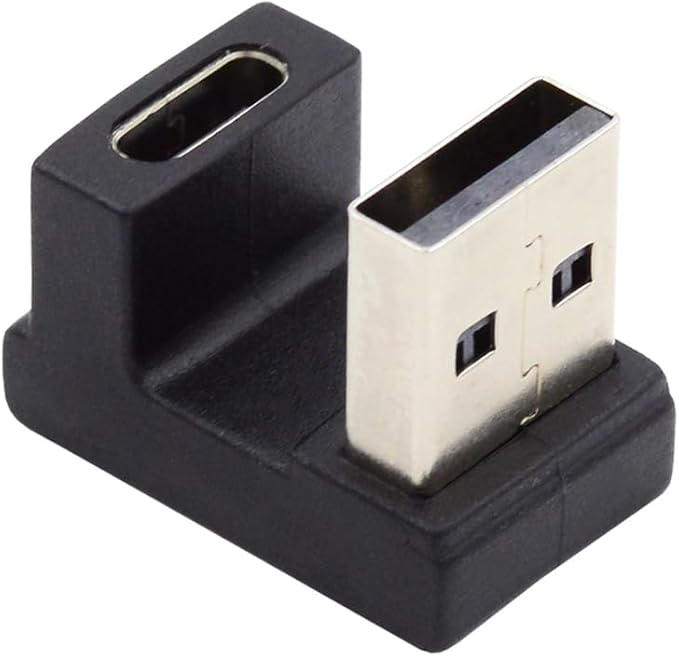 NFHK USB-C Type C Female Up Opposite U Shape Back Angled to USB 3.0 A Male Data Adapter for Laptop Desktop