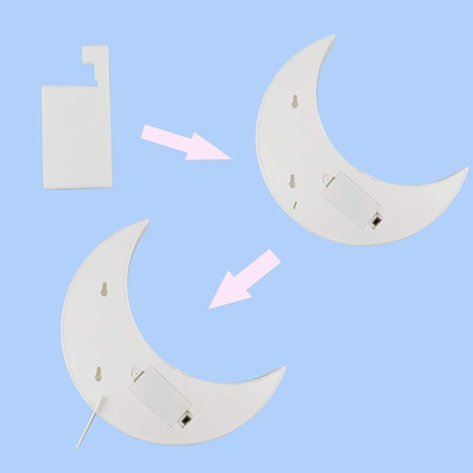 Pooqla Decorative LED Crescent Moon Marquee Sign - Moon Marquee Letters LED Lights - Nursery Night Lamp Gift - Ramadan Decorations for Home(White)
