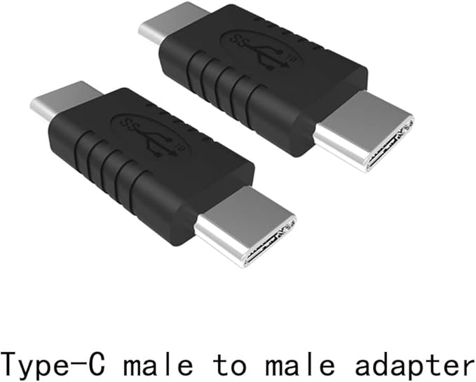 Type C Male to Type C Male Adapter Support Data Synchronization and Charging USB C to USB C Cable 3.1 Gen 2 10Gbps 60W Converter, 2-Pack