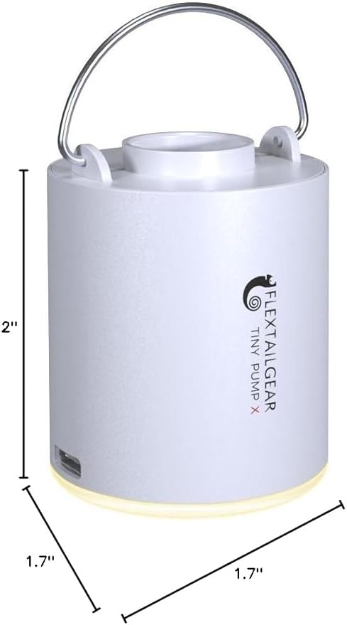 FLEXTAILGEAR Tiny Pump X Portable Air Pump+ Camping Light Ultra-Mini Air Pump with 1300mAh Battery USB Rechargeable for Sleeping Pads Pool Floats Air Bed Air Mattress Swimming Ring