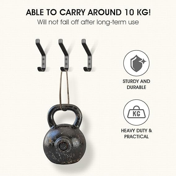 GlazieVault Coat Hooks– Door Hook (5 Pack) - Heavy Duty Wall Mounted - Premium Design Rust Free Hooks