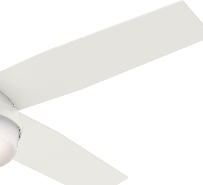 Hunter 52 inch Indoor Ceiling Fan with LED Light and Remote Control - White Modern Ceiling Fan, Low Profile Mount, 4 Blades, For Bedroom, Living Room, or Kitchen, Quiet - Dempsey 59242, Fresh White