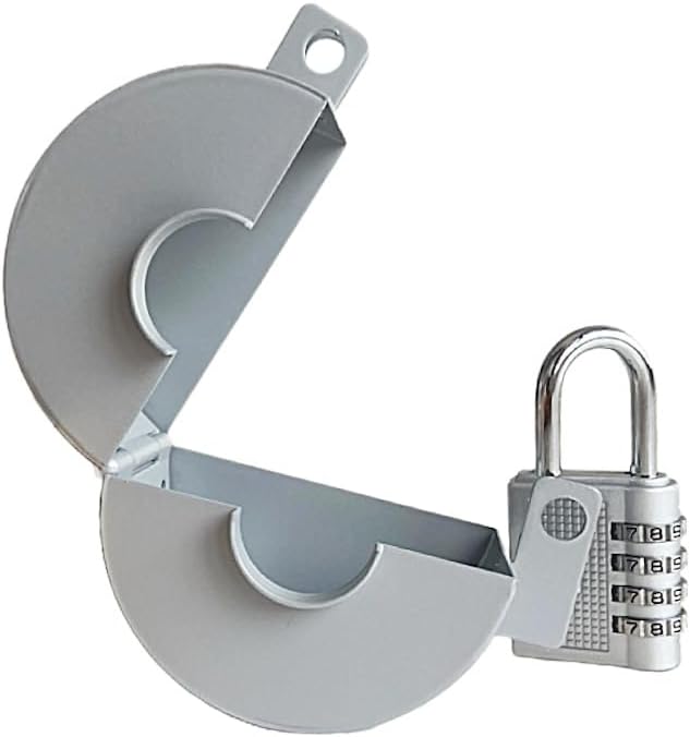 Door Knob Lockout Device (Matt Silver, 1 Padlock). Door Handle Lock - Prevents Doorknobs from Turning and Access to Keyhole. Childproof Door Knob Cover.