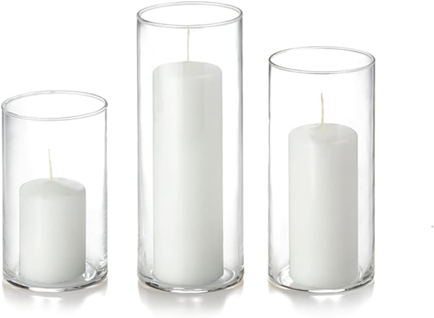Yummi Set of 36 Slim Pillars and Cylinder Vases - White