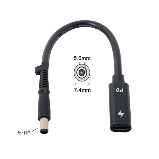 NFHK Type C USB-C Female Input to DC 7.4 * 5.0mm Power PD Charge Cable fit for Laptop 18-20V