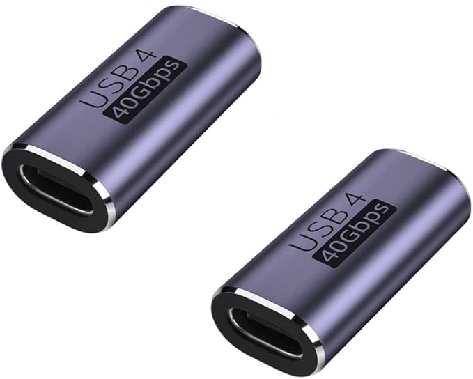 USB C Coupler Adapter 40Gbps [2 Pack] USB C Type C Angled USB-C Female to Female Adapter, 8k at 60hz USB Extension for Laptop, Tablet, VR, Camera, Smartphone (Coupler)
